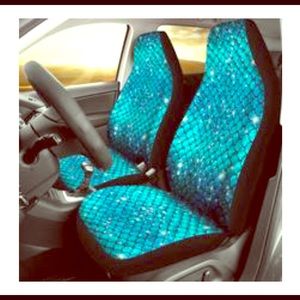 Set of two sparkly mermaid scale seat covers